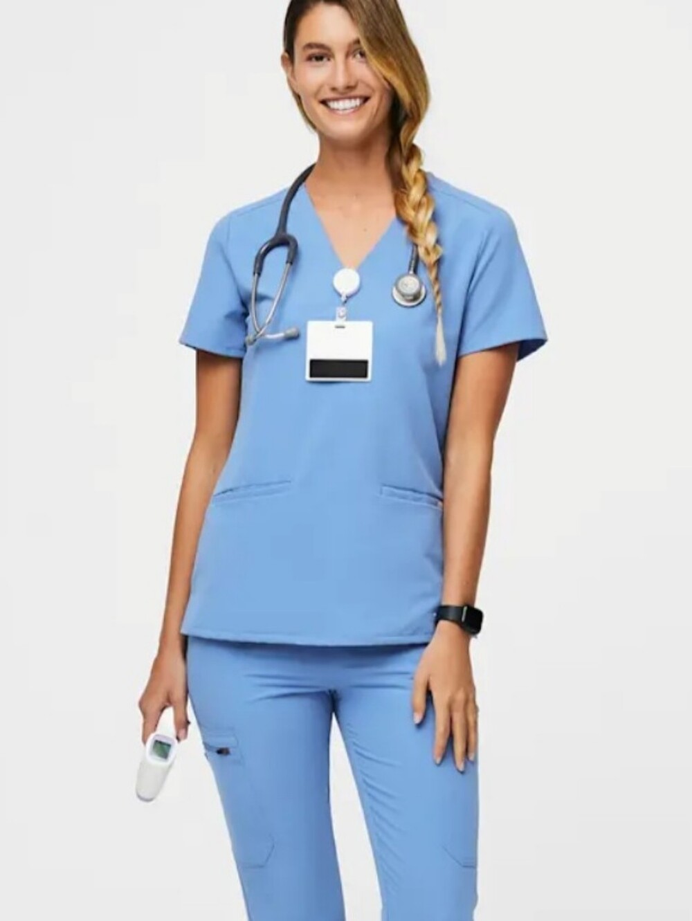 Figs Ceil Blue Casma Scrub Top/ Small